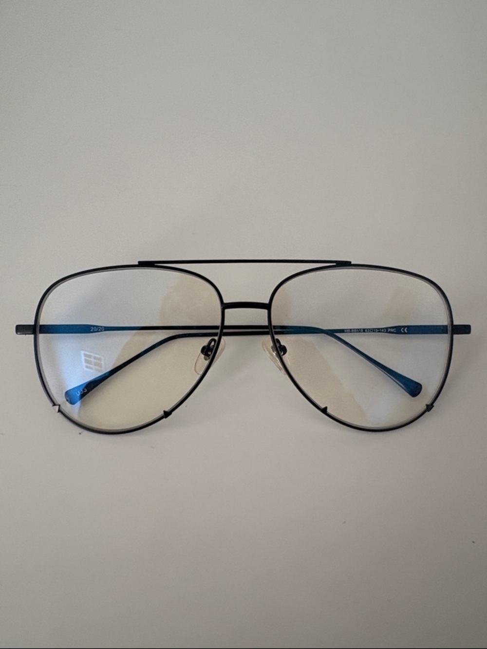 Aviator Blue-Templed Women's Glasses — Clear Lenses